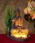Preview: Große  wunderschöne detailreiche  Buddha Skulptur im Lotus-Sitz  mit Teelichthaltern, Schale und Deko-Steinen