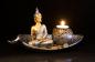 Preview: Buddha Teelicht Set Budda Figur Feng Shui Lotussitz Statue Deko gold NEU