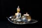 Preview: Buddha Teelicht Set Budda Figur Feng Shui Lotussitz Statue Deko gold NEU