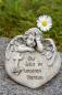 Preview: Grabherz mit Engel – Gedenkstein mit Spruch „Du lebst in unseren Herzen“ – wetterfestes Dekoherz für das Grab, ca. 8x11,5 cm – Grabschmuck mit Kreuz & Rosen
