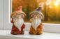 Preview: Herbstdeko Figuren Wichtel mit Pilzhut | 2er Set Polyresin 15cm stabil & langlebig