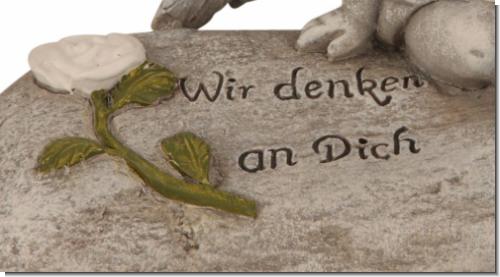 Engel Trauerfigur „Wir denken an Dich“ – Wetterfestes Polyresin für Grab & Garten