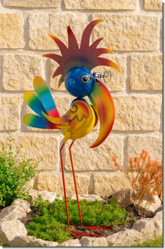 Dr. Vogel Figur Garten Metall bunt 55cm groß witzig Gartenfigur Gartendeko