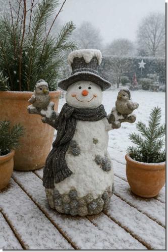 Riesengroße Schneemann Figur für drinnen und draußen:  ca 50cm hoch