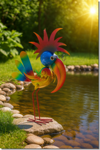 Dr. Vogel Figur Garten Metall bunt 55cm groß witzig Gartenfigur Gartendeko