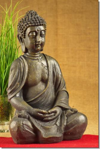 Bronze farbener Thai Buddha Budda  Figur Statue Feng Shui 30 cm sitzend