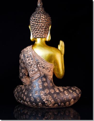 Buddha Thai Lotus Figur Resin gold 28cm groß Kunststein