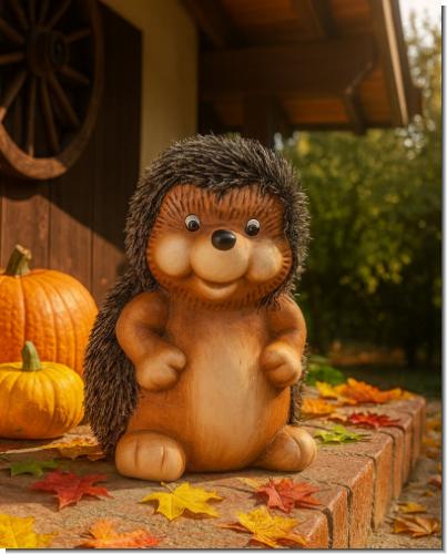 Igel Deko Garten Figur Gartenzwerg Herbst Sommer