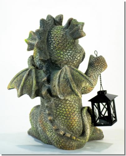 Lukas der Drachen-Nachtwächter Besonders  stabile Deko-Figur mit Metall-Laterne