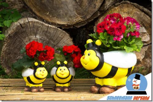 Lustige Dekofiguren Bienen Olli & Bobbi Garten Pflanztopf Balkon 20cm Handbemalt