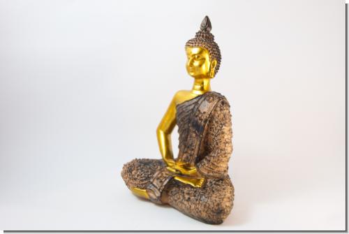 Thai Buddha Budda Figur Statue Feng Shui sitzend gold schwarz ca. 23 cm NEU