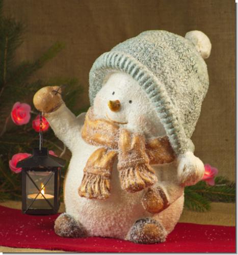 Großer Schneemann Markus mit Teelicht Laterne 32cm Figur Weihnachten Winter Deko NEU