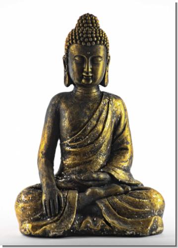 Großer Thai Buddha Budda messing farben Figur Statue Feng Shui 38 cm sitzend