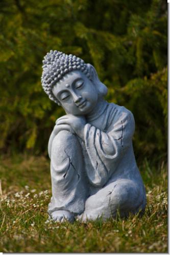 Budda Stein Optik müde Thai Buddha Garten Figur Statue