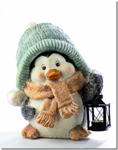 Großer Pinguin Paulchen mit Teelicht Laterne 32cm Figur Weihnachten Winter Deko NEU