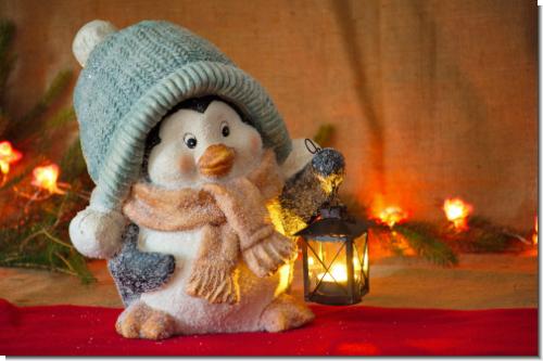 Großer Pinguin Paulchen mit Teelicht Laterne 32cm Figur Weihnachten Winter Deko NEU