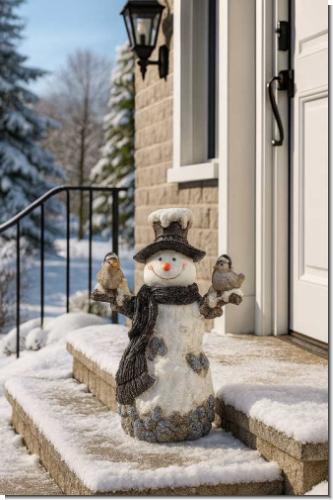 Riesen Schneemann Christoph mit Piepmatz 50cm Figur Weihnachten Winter Deko NEU