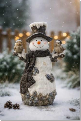 Riesengroße Schneemann Figur für drinnen und draußen:  ca 50cm hoch