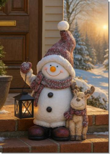 Johannes der Schneemann & Rentier Max | Winterdeko mit Laterne