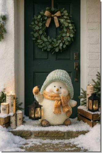 Großer Schneemann Markus mit Teelicht Laterne 32cm Figur Weihnachten Winter Deko NEU