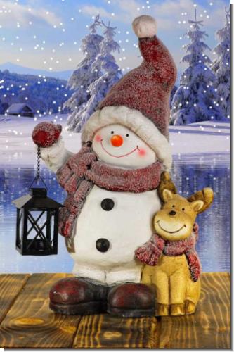 Johannes der Schneemann & Rentier Max | Winterdeko mit Laterne
