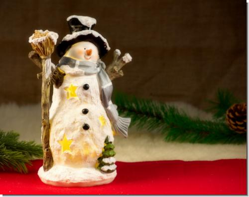 Großer Schneemann Steven mit Schal 23cm Figur Weihnachten LED Licht Winter Deko