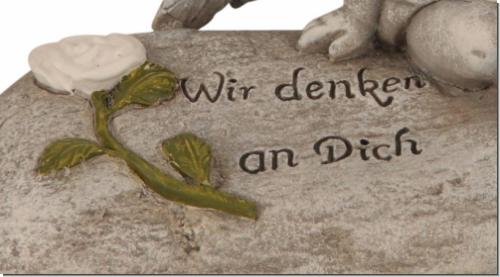 Engel Trauerfigur „Wir denken an Dich“ – Wetterfestes Polyresin für Grab & Garten