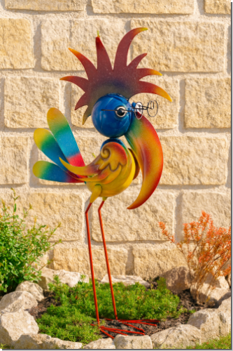 Dr. Vogel Figur Garten Metall bunt 55cm groß witzig Gartenfigur Gartendeko