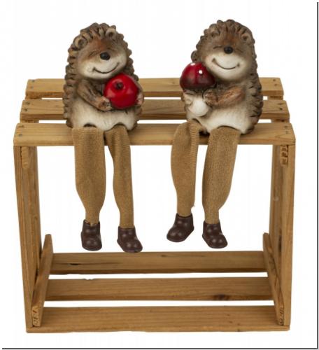 Igel Kantenhocker Set aus Keramik (2 Stück) – Herbstdeko & Geschenkidee