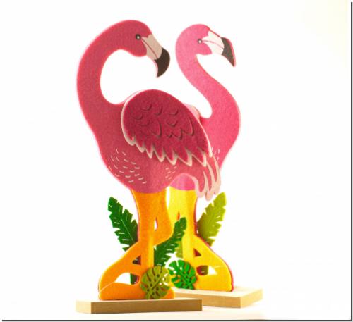 Großes Flamingo Filz Paar Deko Haus Wohnung Figuren pink Holz Geschenk NEU
