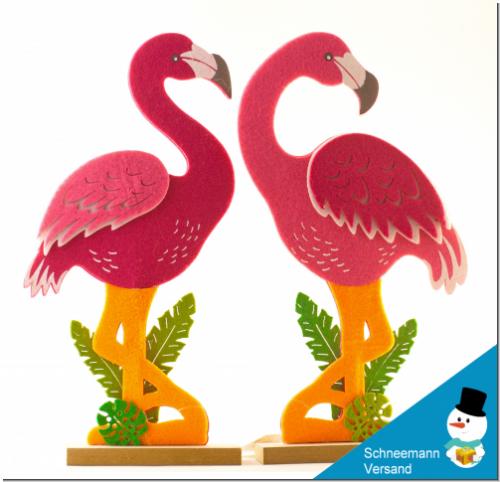 Großes Flamingo Filz Paar Deko Haus Wohnung Figuren pink Holz Geschenk NEU