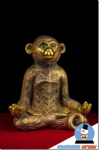 Goldener Yoga Affe Pamtetu Große Deko Figur Buddha Haltung Feng Shui Trend Cool