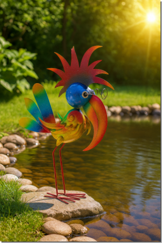 Dr. Vogel Figur Garten Metall bunt 55cm groß witzig Gartenfigur Gartendeko