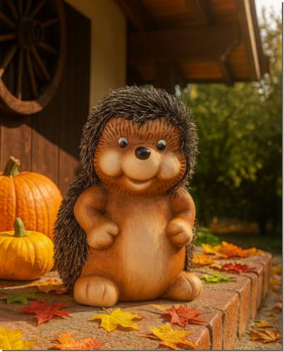 Igel Deko Garten Figur Gartenzwerg Herbst Sommer