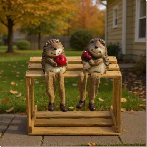 Igel Kantenhocker Set aus Keramik (2 Stück) – Herbstdeko & Geschenkidee