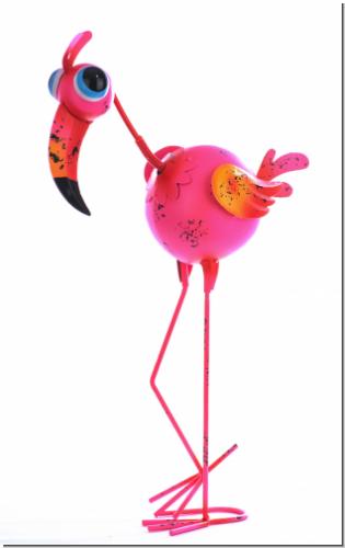 Großer Metall Flamingo 49cm Lucy  Deko Garten Figur Balkon Geschenk Sommer