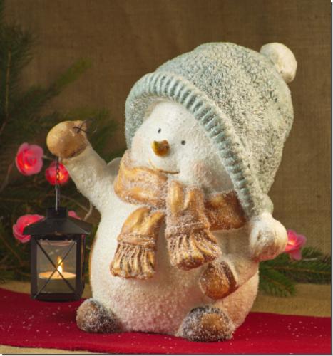 Großer Schneemann Markus mit Teelicht Laterne 32cm Figur Weihnachten Winter Deko NEU