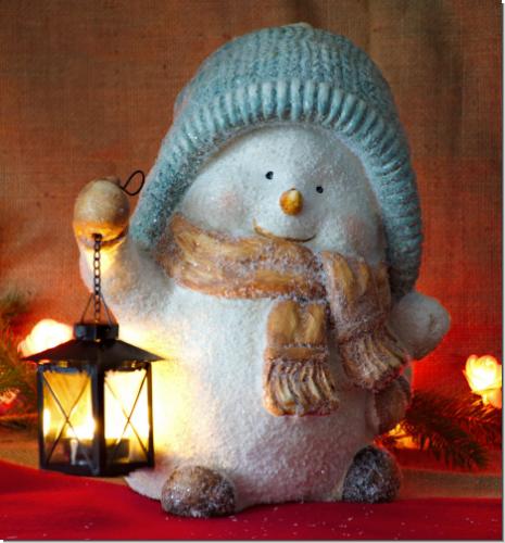 Großer Schneemann Markus mit Teelicht Laterne 32cm Figur Weihnachten Winter Deko NEU