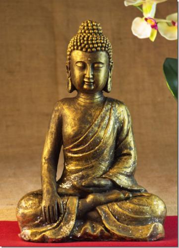 Großer Thai Buddha Budda messing farben Figur Statue Feng Shui 38 cm sitzend