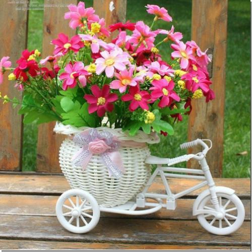 Blumen Dreirad Fahrrad Korb fuer Blumen Vase Deko Blumentopf