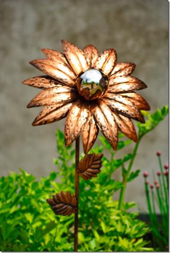 XL Dekoblume Metall bronze Gartenstecker Metall Geschenk top dekorativ 65cm