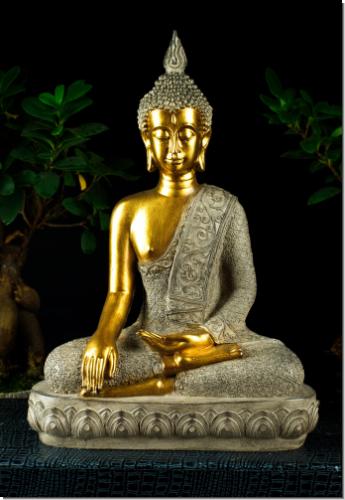 Großer Thai Buddha Budda wunderschöne Figur Statue Feng Shui ca.40 cm sitzend