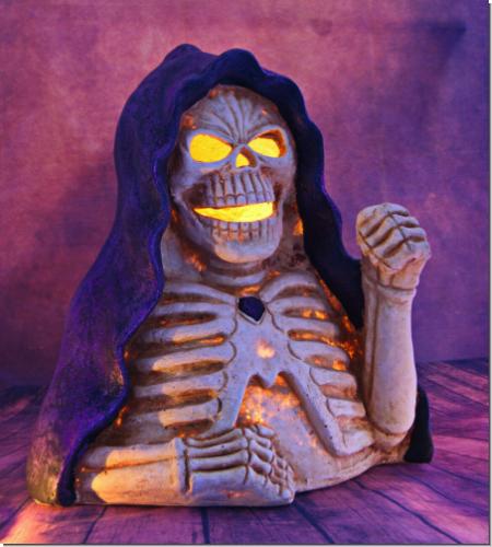 Riesen Skelett Teelichthalter Schädel Skull Kerzenhalter 43cm hoch Halloween