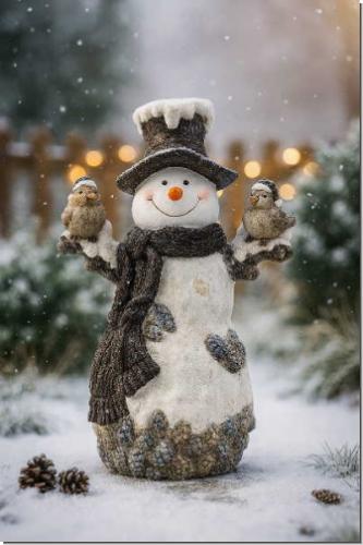 Riesengroße Schneemann Figur für drinnen und draußen:  ca 50cm hoch