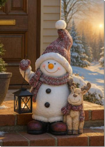 Johannes der Schneemann & Rentier Max | Winterdeko mit Laterne