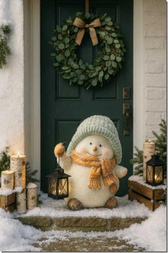 Großer Schneemann Markus mit Teelicht Laterne 32cm Figur Weihnachten Winter Deko NEU