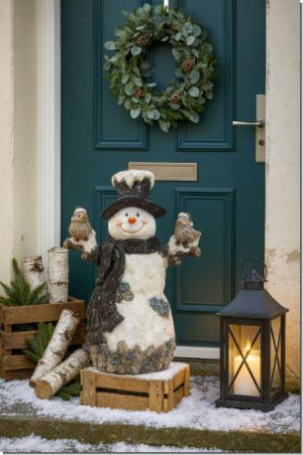 Riesengroße Schneemann Figur für drinnen und draußen:  ca 50cm hoch