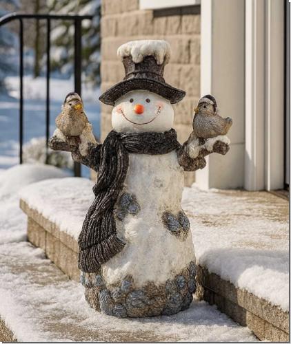 Riesen Schneemann Christoph mit Piepmatz 50cm Figur Weihnachten Winter Deko NEU