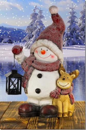 Johannes der Schneemann & Rentier Max | Winterdeko mit Laterne