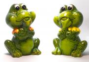 Kragen-Frösche Paar Deko Garten Figuren aus Keramik